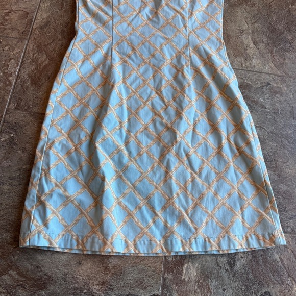 J. McLaughlin‎ Women's Sleeveless Blue Bamboo Lattice Print Collared Dress EUC M - Picture 9 of 9